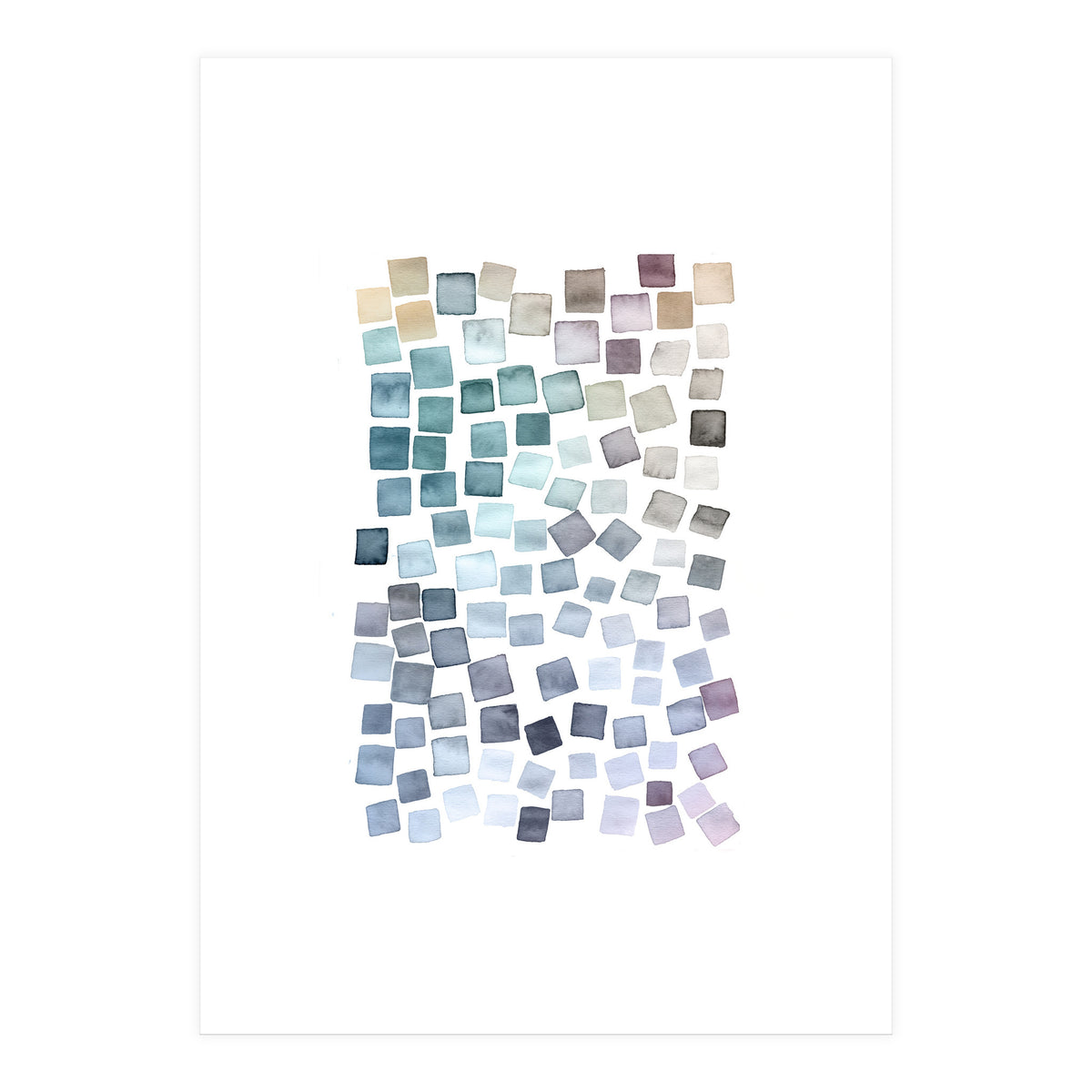Watercolor Geometric Square Shapes Cozy (Print Only)