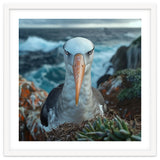Black Browed Albatross Perched On Nest Near Ocean thumbnail