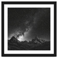 Starlit Mountain Majesty: Detailed Monochrome Milky Way