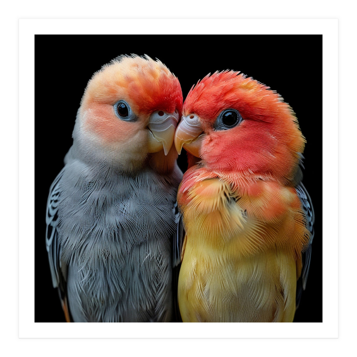 Two Lovebirds Nuzzle Together (Print Only)