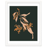 The Blooming Touch, Botanical Vintage Illustration, Dark Blush Bohemian Painting, Plants Nature Eclectic Classy Scandinavian thumbnail