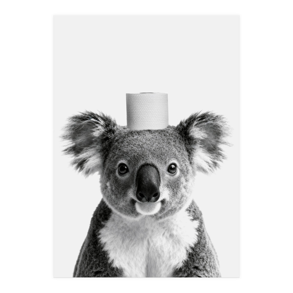 Koala, Toilet Paper Crown, Cute Animal Bathroom Art (Print Only)