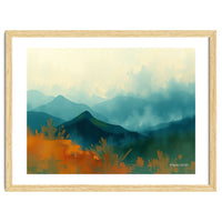 Long Title Misty Blue Mountain Range Landscape