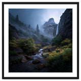 Majestic Misty Mountain Valley with Cascading Waterfall thumbnail