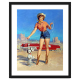 Pinup Cowgirl Showing A New Dog Trick thumbnail