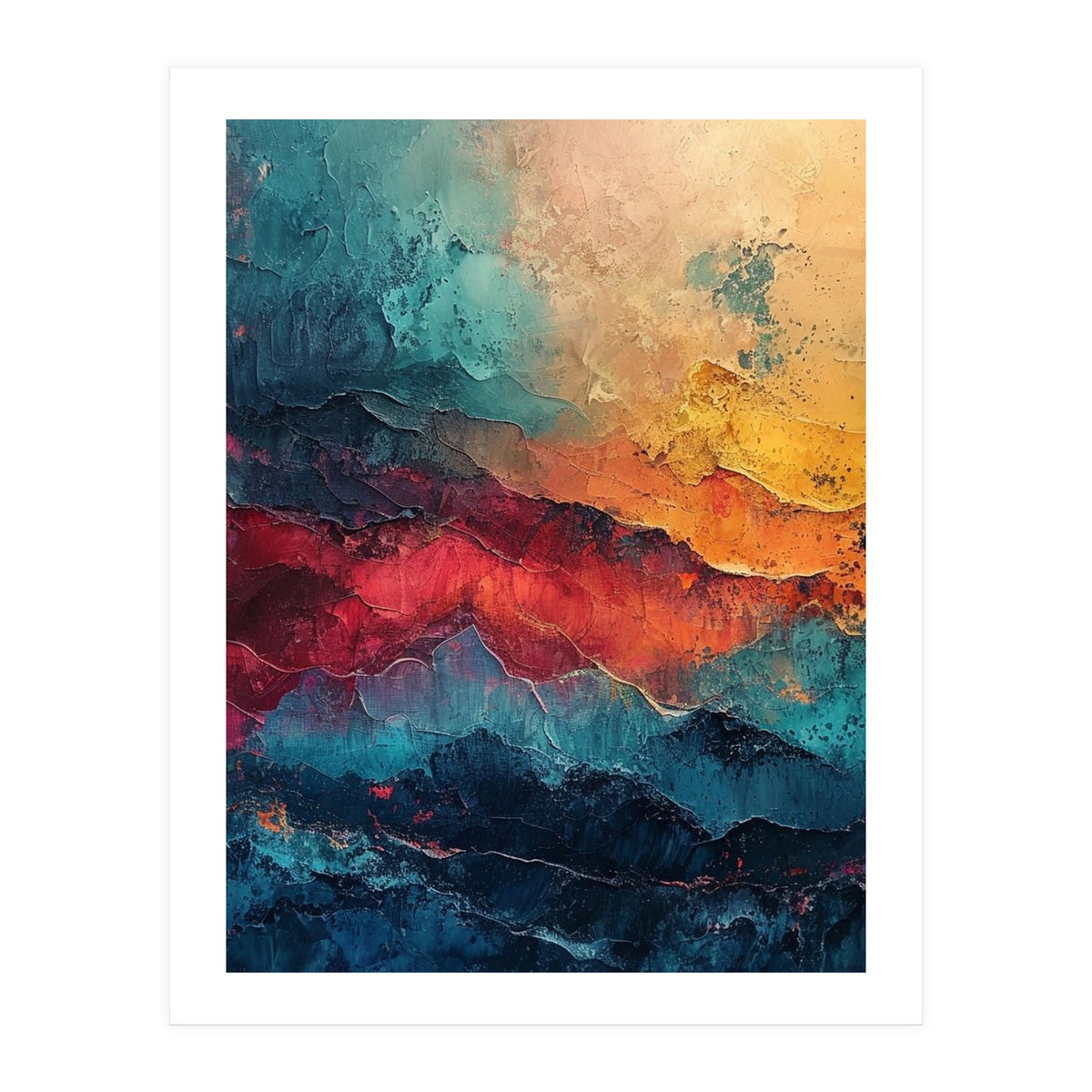 Abstract Textured Mountain Landscape (Print Only)