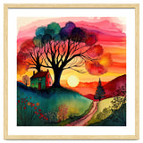 Watercolor Folk Art Sunset thumbnail