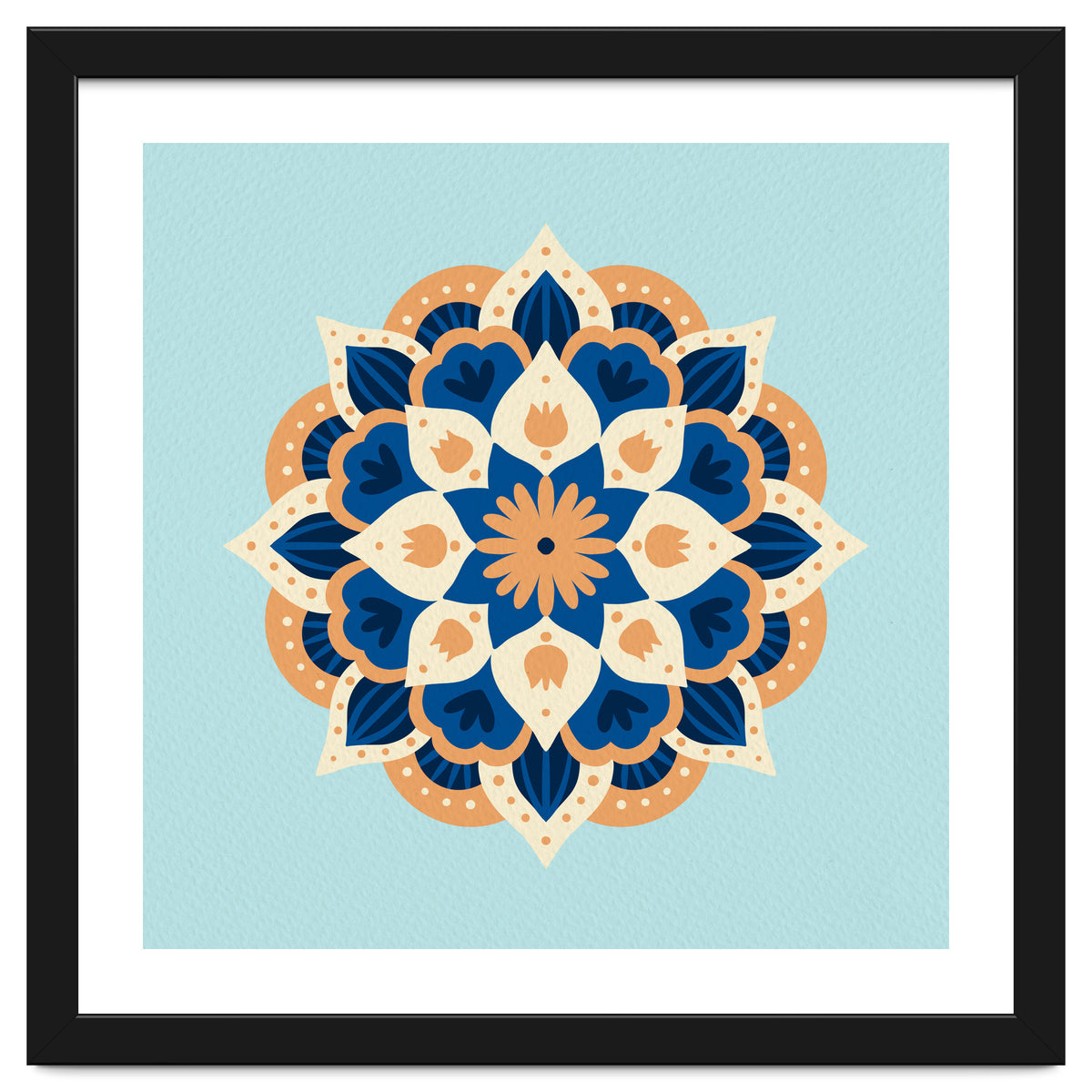 Mandala flower - orange and blue