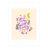 Lunar Snake  - lavander and cream (Print Only) thumbnail