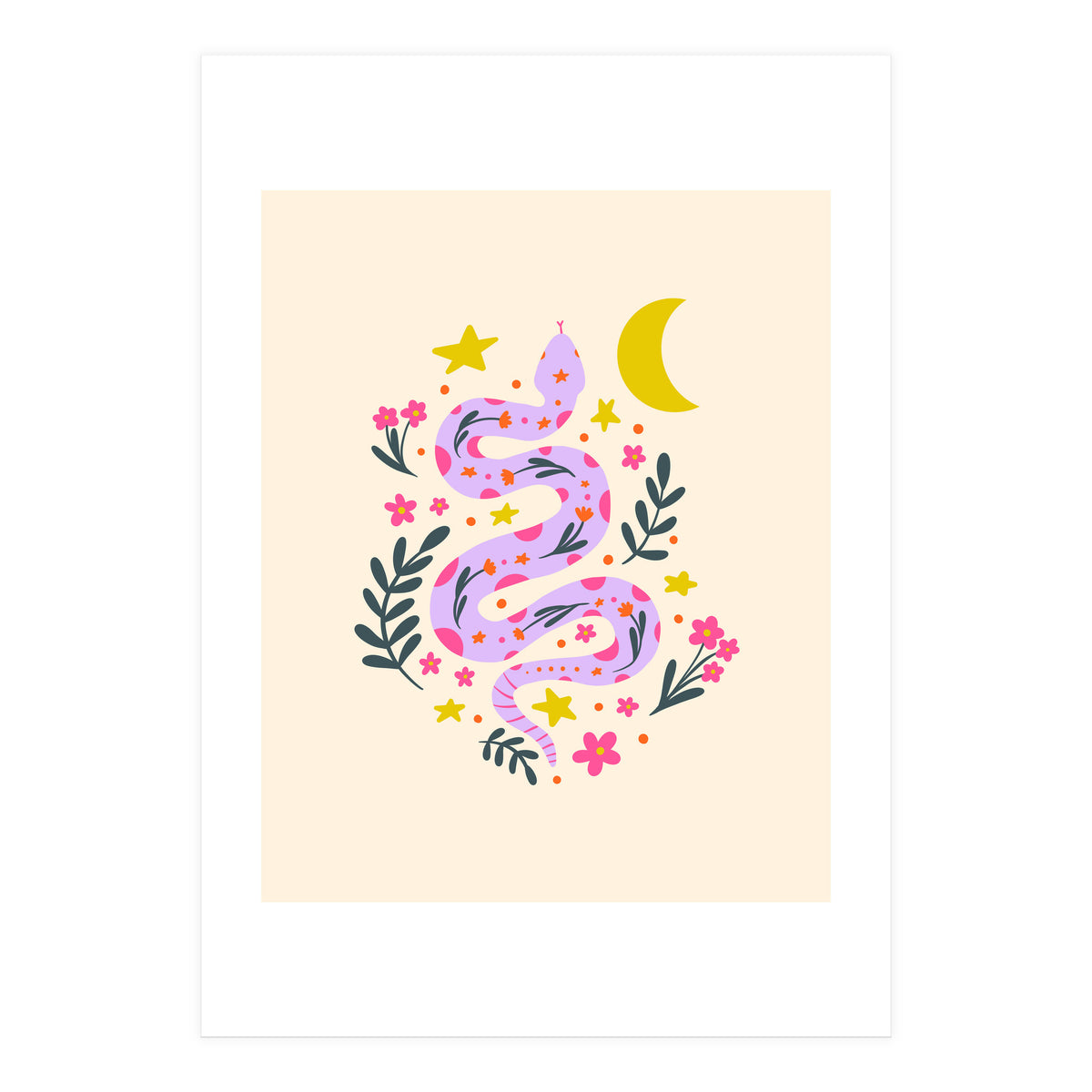 Lunar Snake  - lavander and cream (Print Only)