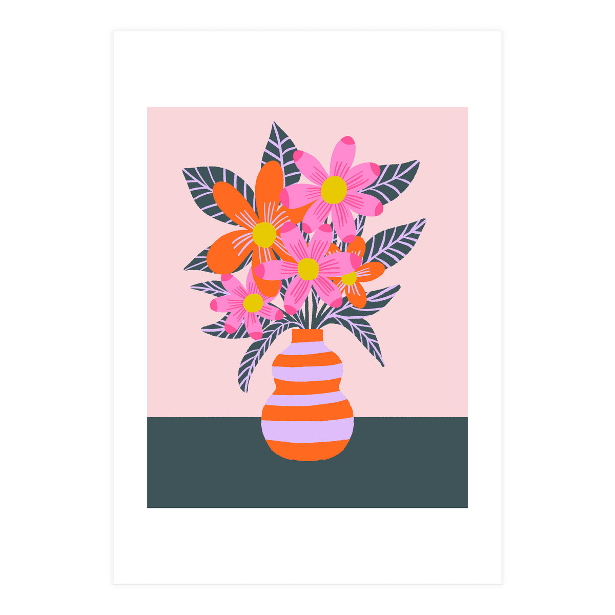 Colorful Flowers In a Vase (Print Only)