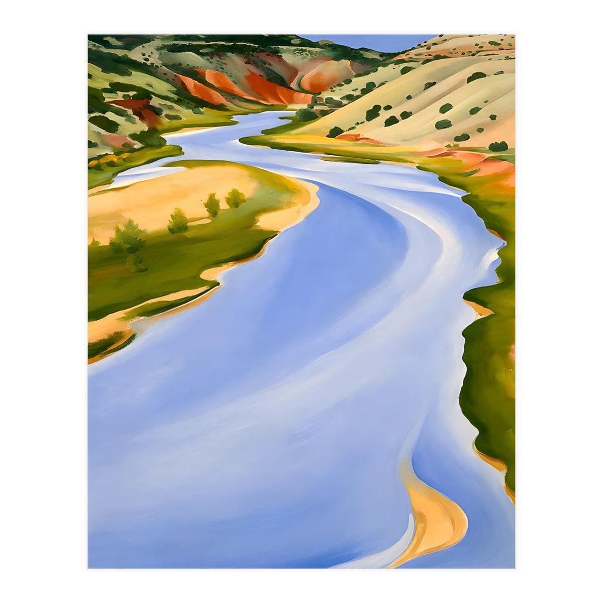 Georgia O’Keeffe – Chama River, Ghost Ranch (1937) | Serene Southwestern Landscape in Bold Modernist Forms (Print Only)