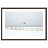 Fake palm tree in the winter snow beach thumbnail