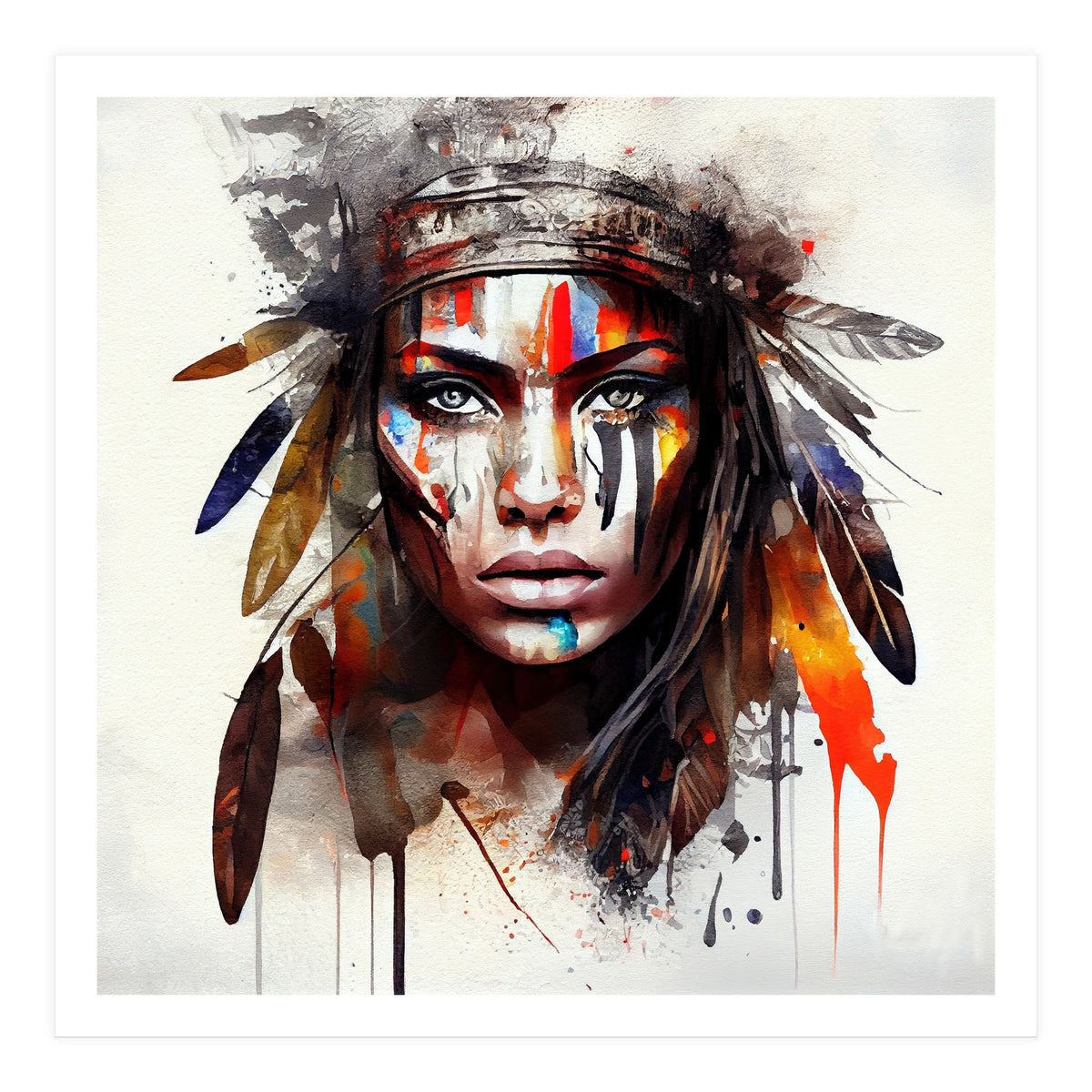 Powerful American Native Woman #7 (Print Only)