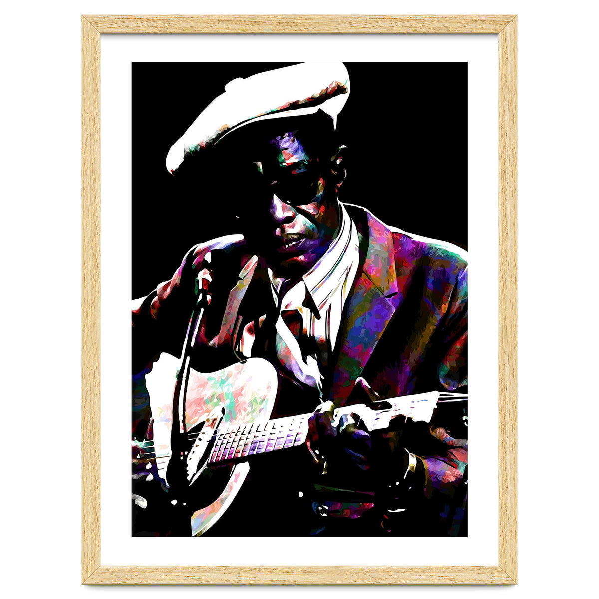 Lightnin' Hopkins American Country Blues Musician legend Colorful Art