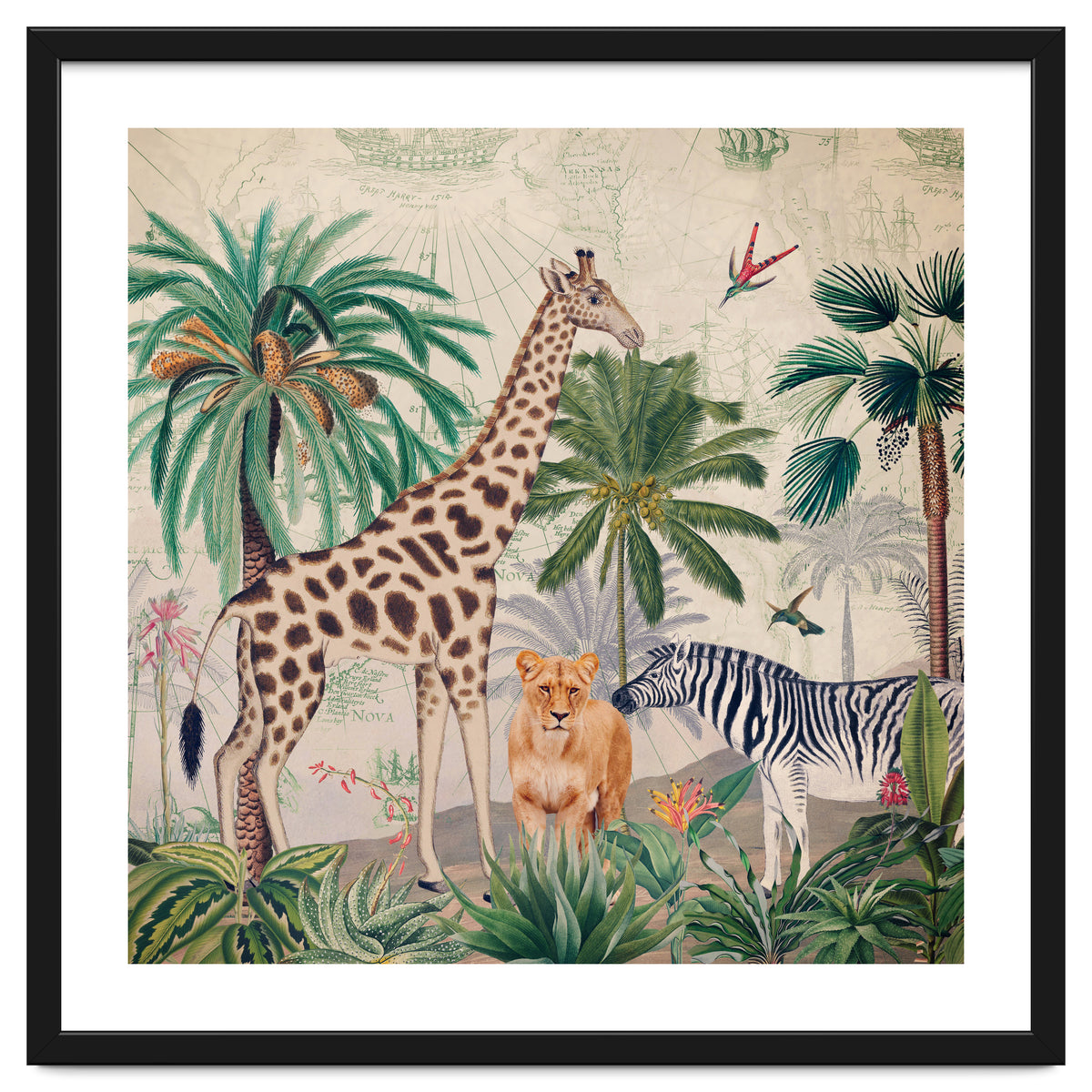 Vintage Fantasy African Animals Safari