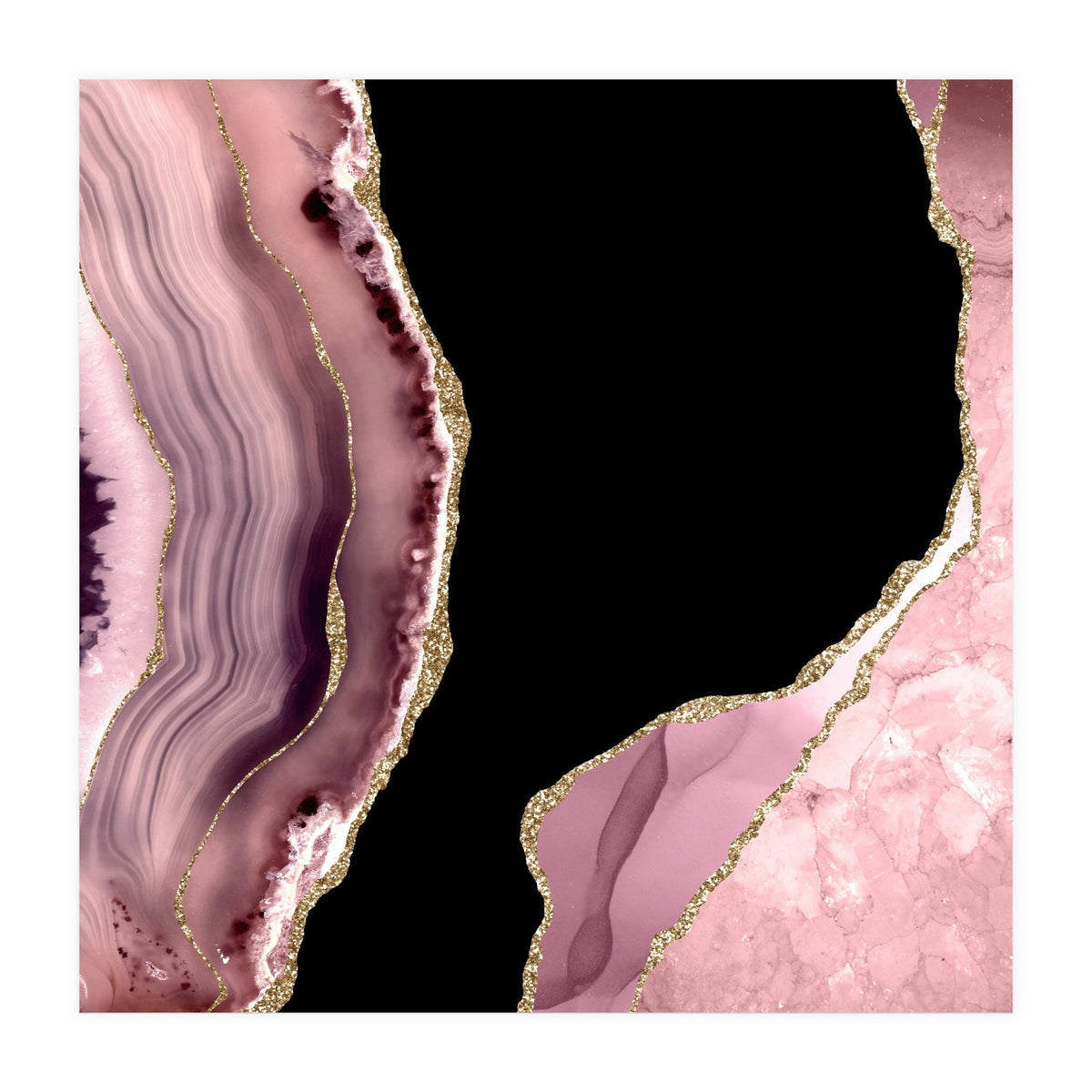 Blush & Gold Agate Texture 01  (Print Only)
