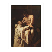 Francisco Ribalta / 'Christ Embracing Saint Bernard', ca.  1626, Spanish School, Oil on canvas. (Print Only)