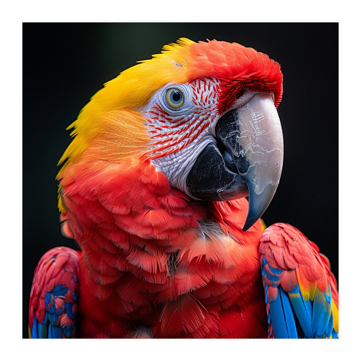 Scarlet Macaw Parrot Headshot Vibrant Colors (Print Only)