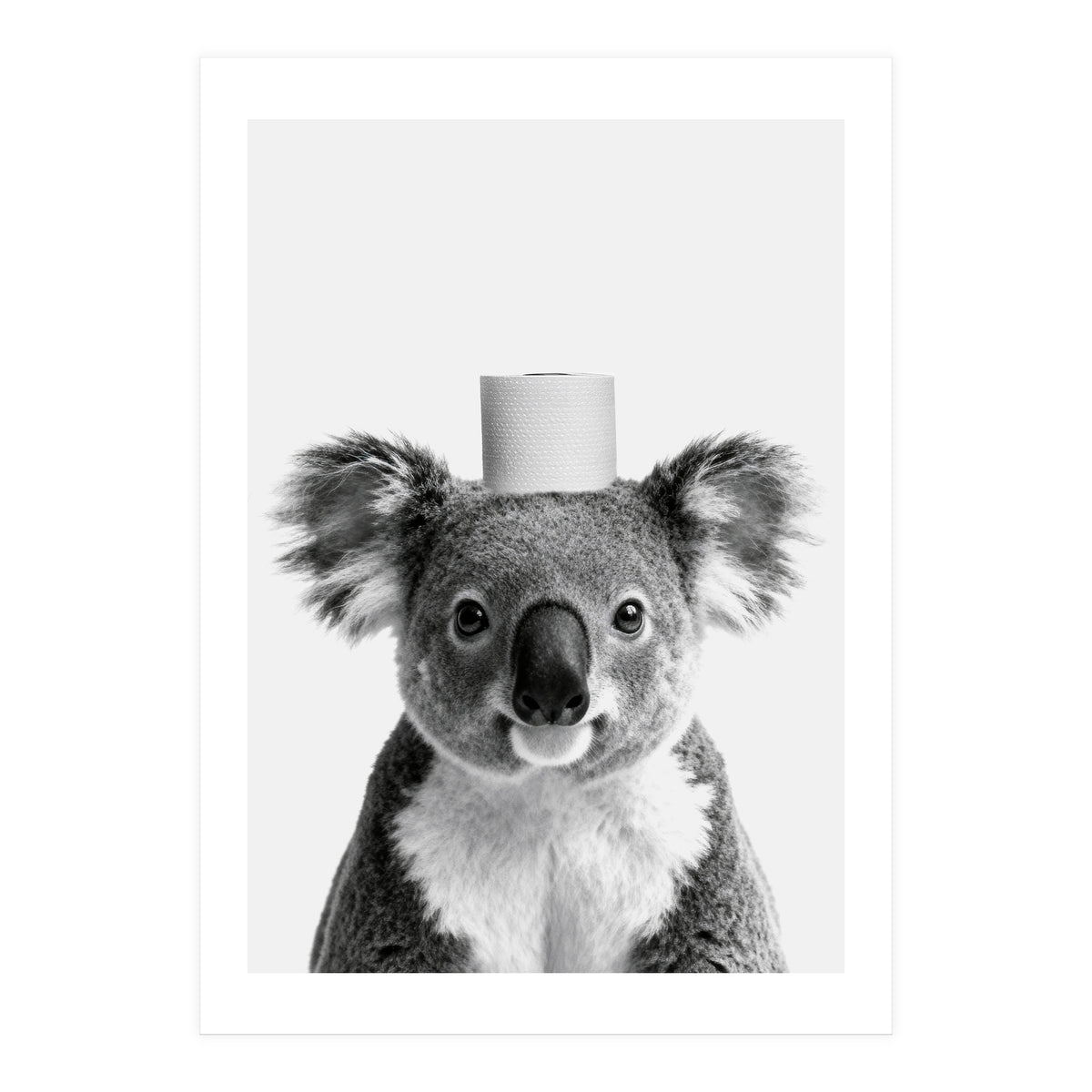 Koala, Toilet Paper Crown, Cute Animal Bathroom Art (Print Only)