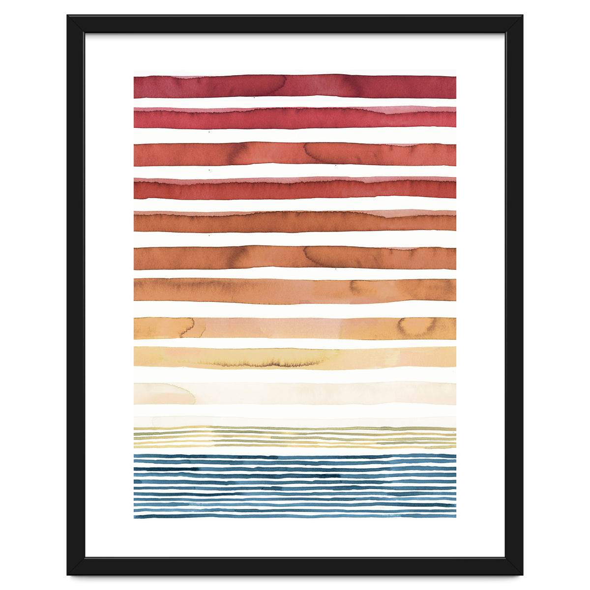 Watercolour Sunset Stripes Orange