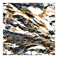 Painted Black Gold & White Marble, Luxe Exotic Eclectic Texture Pattern, Precious Stones Painting (Print Only)