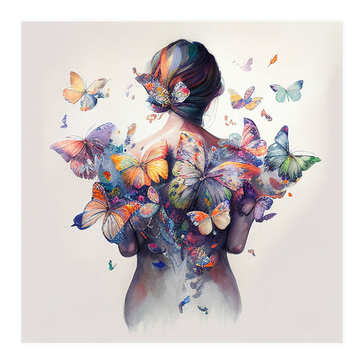 Watercolor Butterfly Embrace (Print Only)