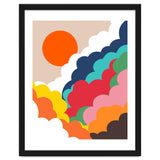 Head In The Clouds, Positivity Nature Sunrise Sunset, Sky Bohemian Comic Retro Eclectic Illustration thumbnail