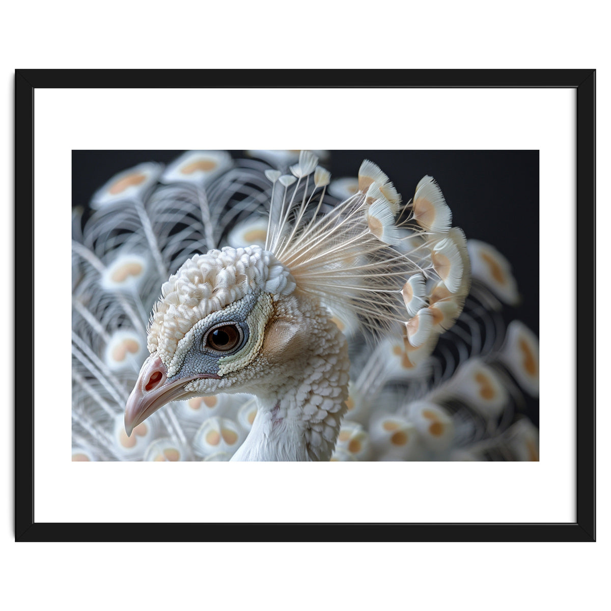 Close Up Albino Peacock Bird Portrait