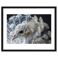 Close Up Albino Peacock Bird Portrait