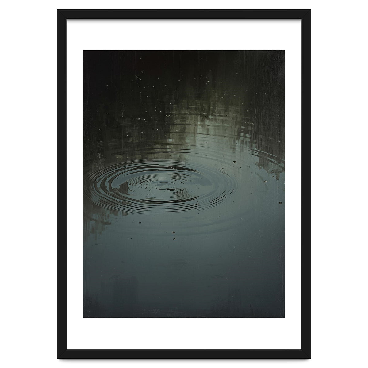 Moody Rain Puddle Ripples Oil Painting