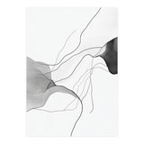 Abstract Black And White Flowing Lines And Shapes On White Background (Print Only) thumbnail