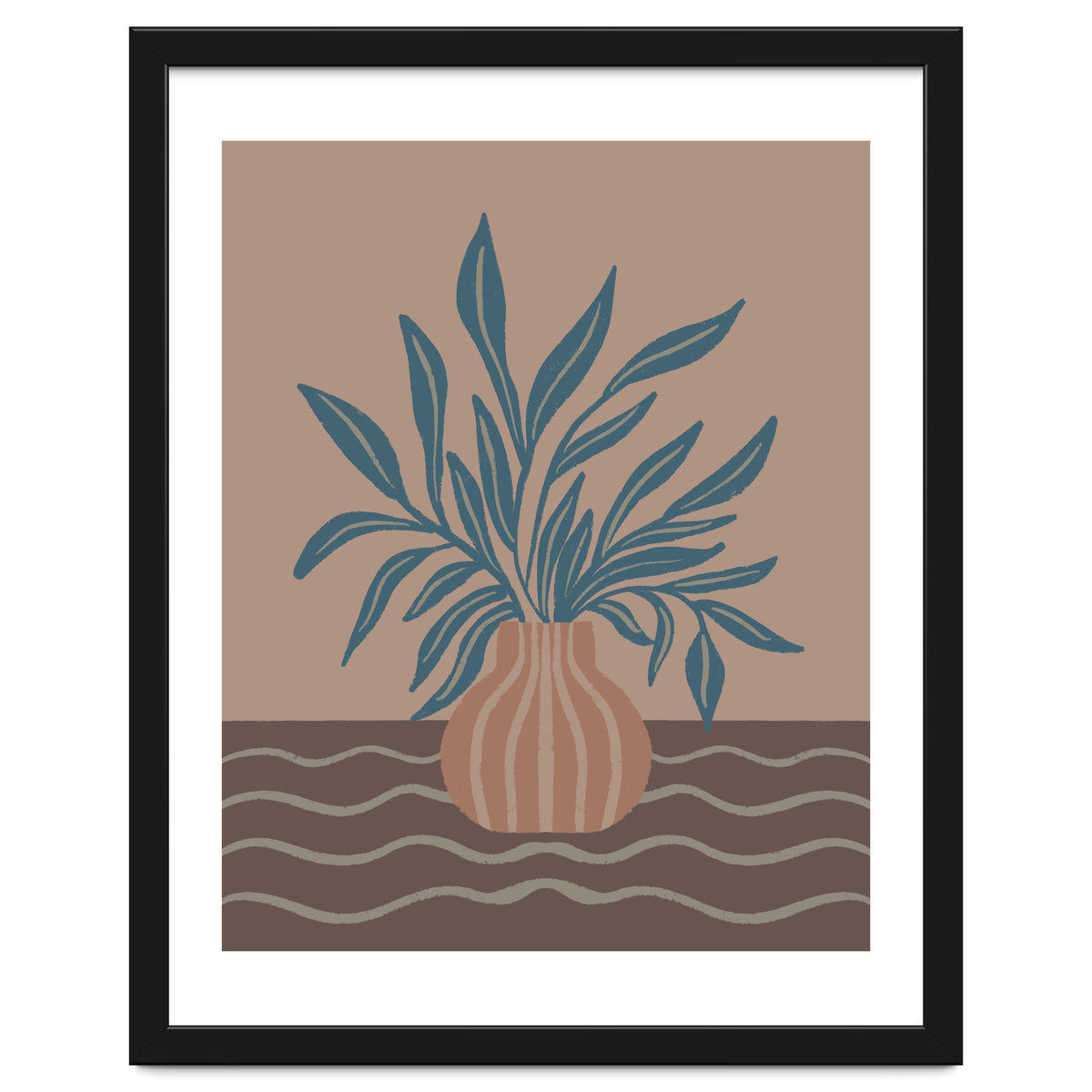 Modern Vase with Tropical Leaves
