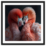 Two Flamingos Together Showing Affection thumbnail