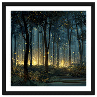 Enchanted Midnight Forest with Glowing Fireflies