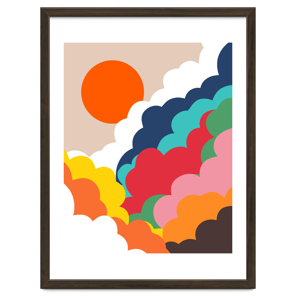 Head In The Clouds, Positivity Nature Sunrise Sunset, Sky Bohemian Comic Retro Eclectic Illustration