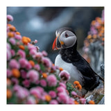 Puffin Bird Among Colorful Wildflowers In Bloom (Print Only) thumbnail