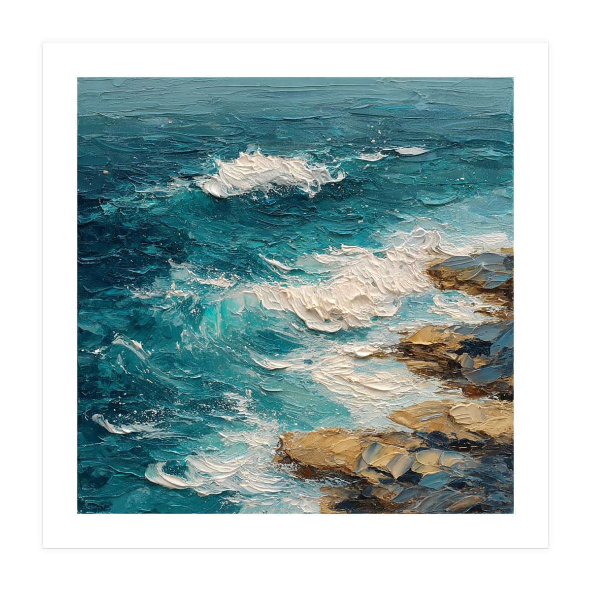 Dynamic Coastal Swell with Sculpted Turquoise Waves (Print Only)