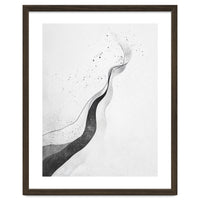 Abstract Black And White Ink Flowing Lines With Splatter