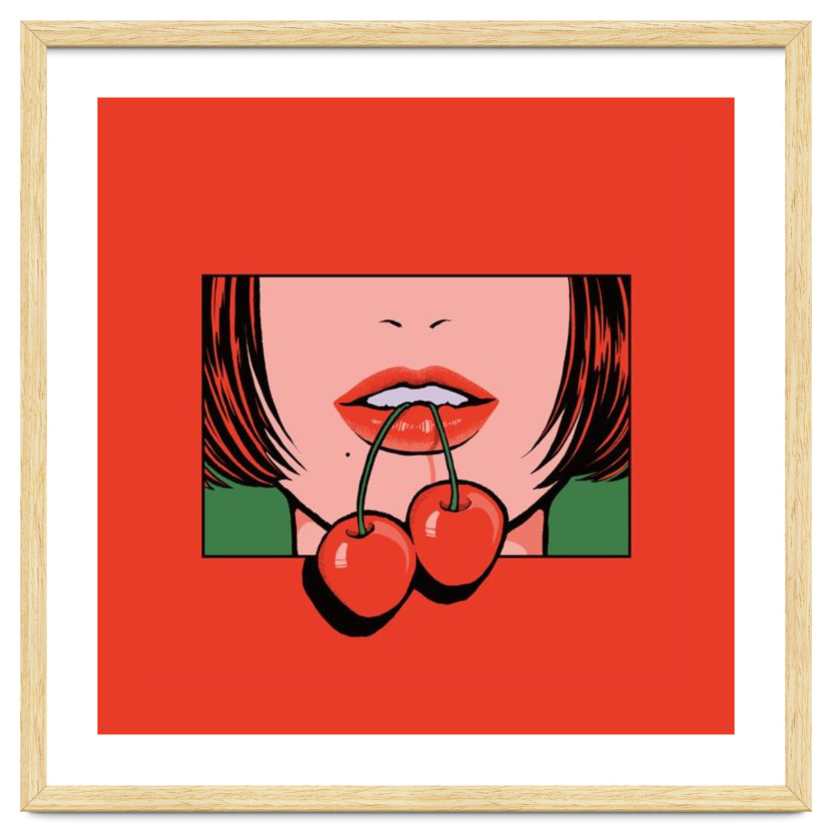Pop Art Cherry Bold Lips With A Classic Design