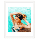 Simulacrum | Modern Bohemian Woman Swim | Summer Swimming Pool Fashion Watercolor Painting thumbnail