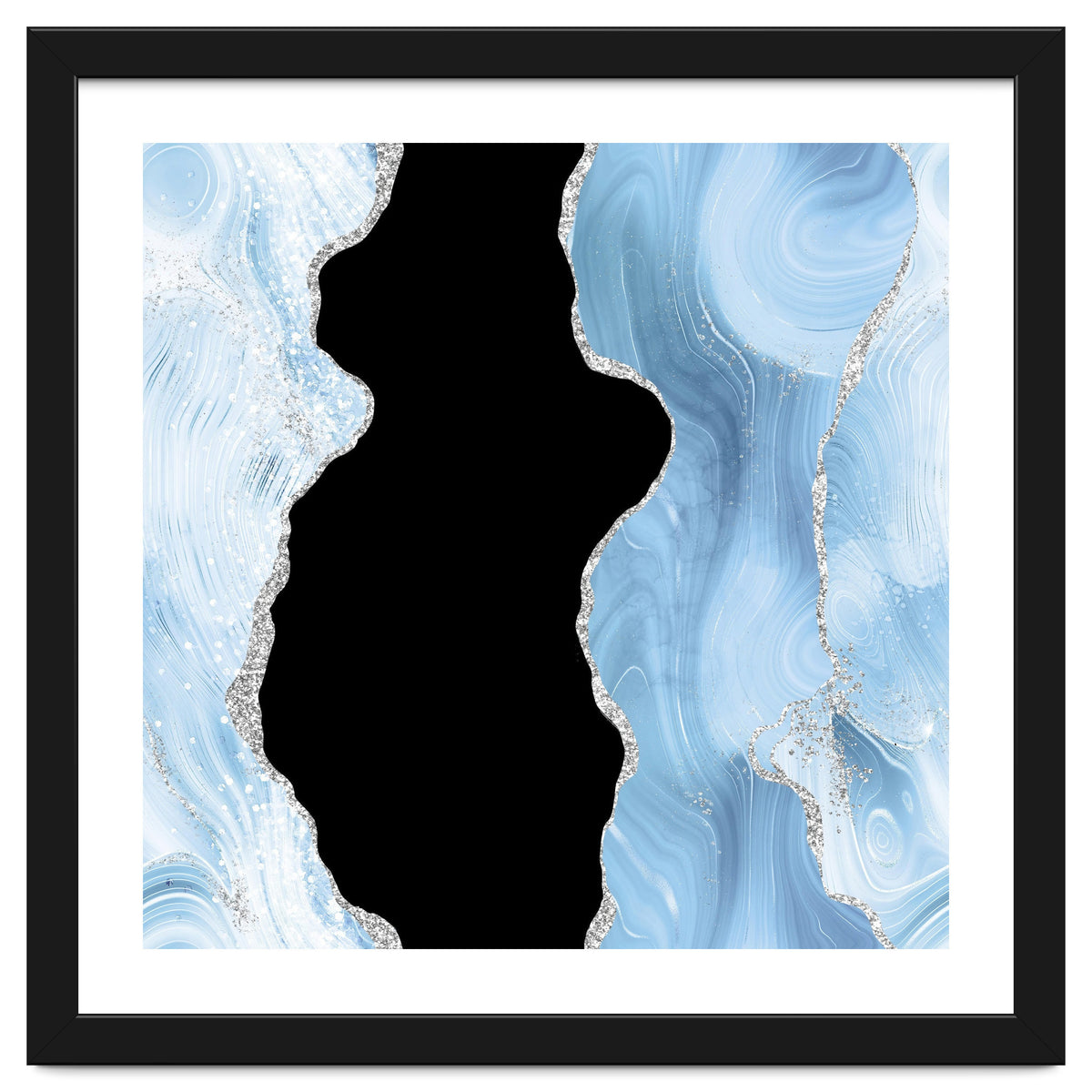 Blue & Silver Agate Glitter Texture 02