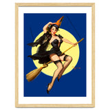 Pinup Sexy Witch Posing On A Broom thumbnail