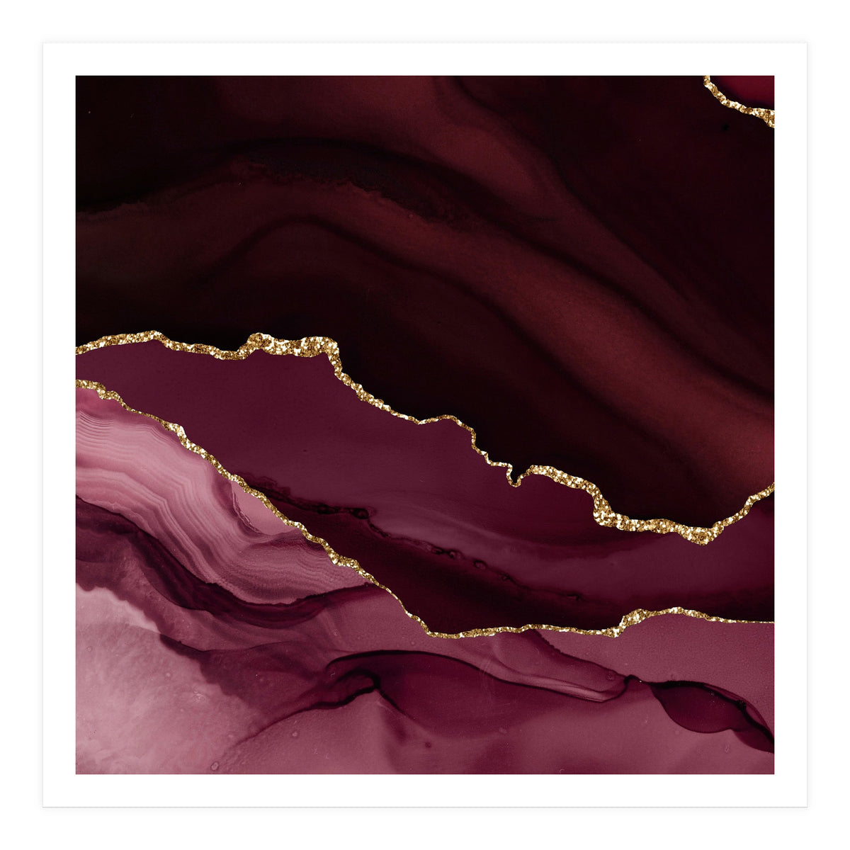 Burgundy & Gold Agate Texture 12 (Print Only)