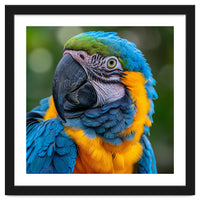 Close Up Blue And Yellow Macaw Parrot Face