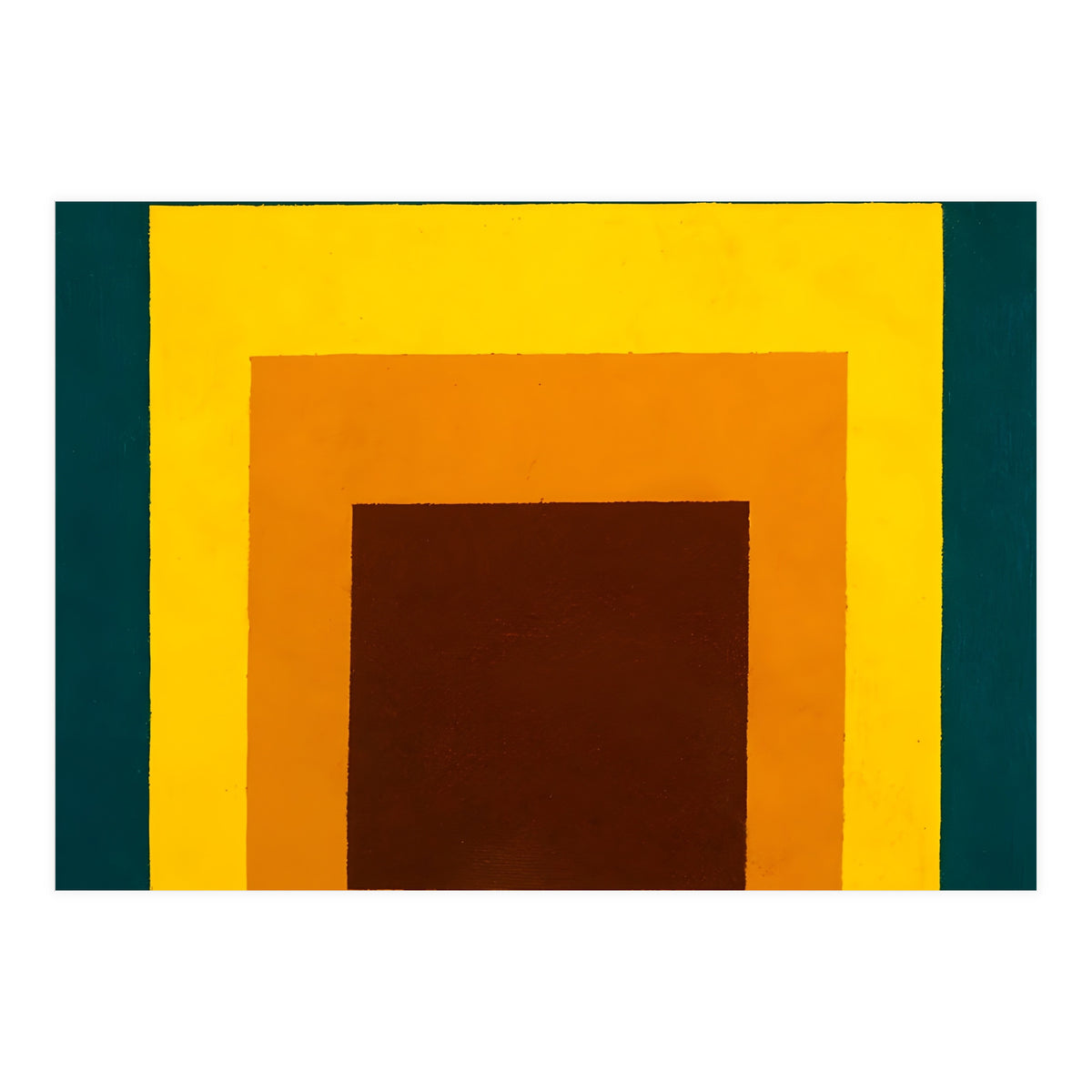 JOSEF ALBERS - HOMAGE TO THE SQUARE DARK GREEN YELLOW ORANGE BROWN  (Print Only)