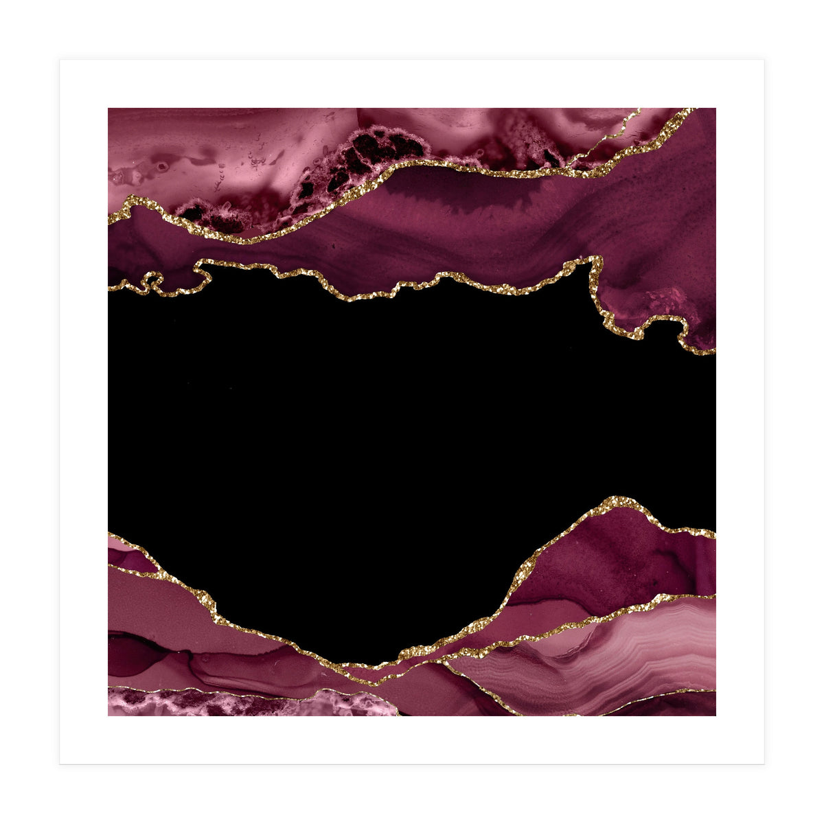 Burgundy & Gold Agate Texture 18  (Print Only)