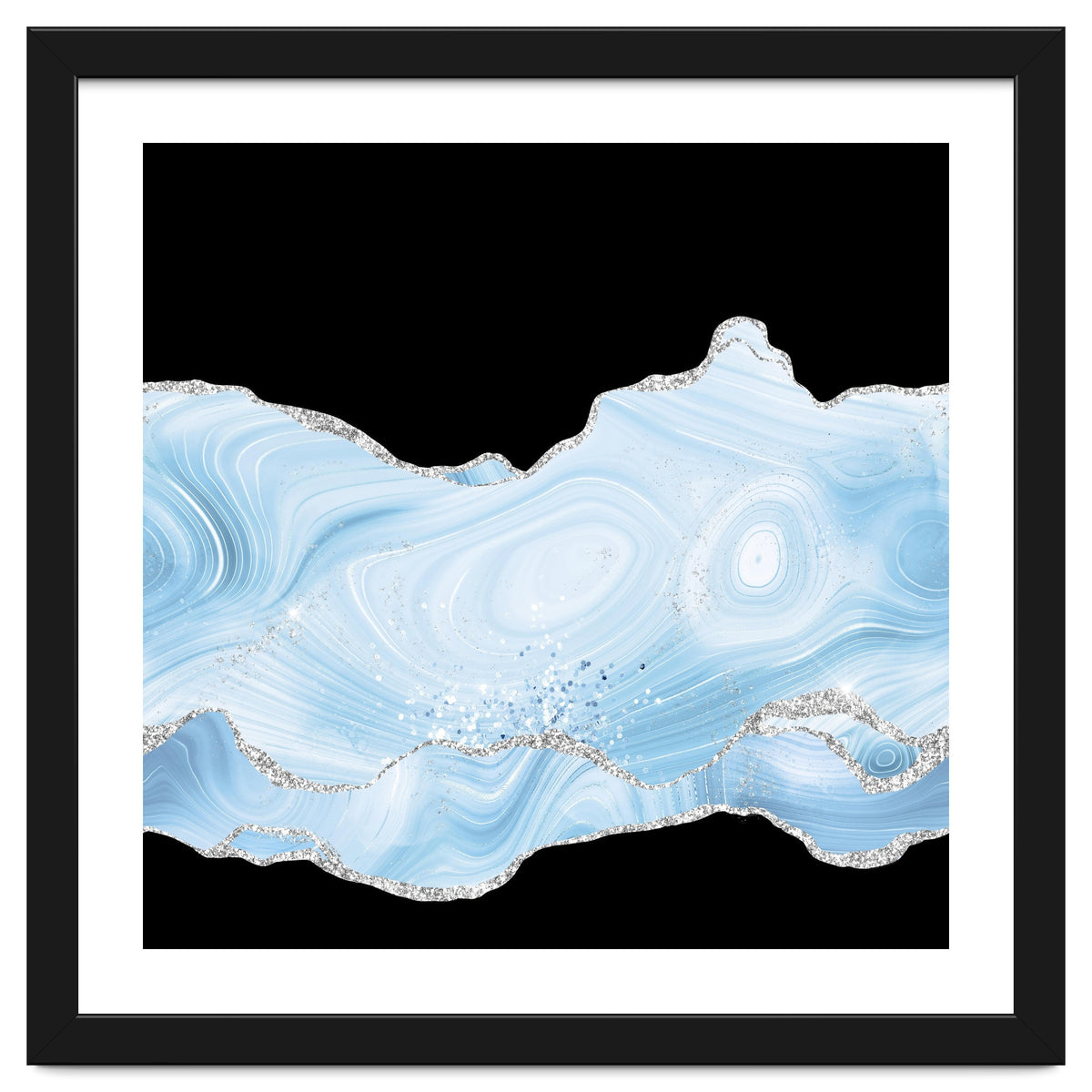 Blue & Silver Agate Glitter Texture 04