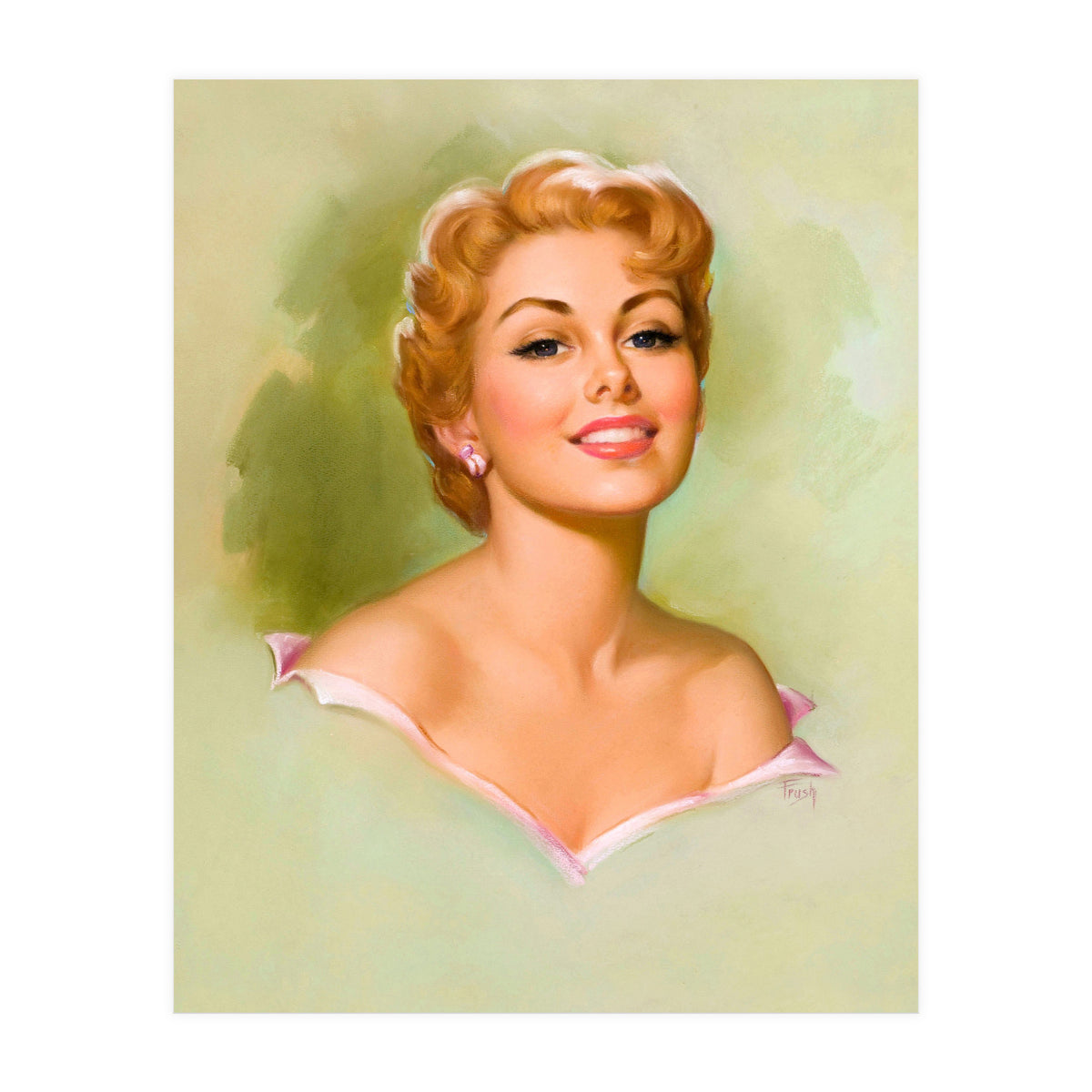Pinup Blonde Girl Portrait (Print Only)