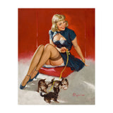 Pinup Sexy Girl Playing With Her Little Cats (Print Only) thumbnail